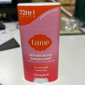 NEW Lume Smooth Solid Deodorant For WHOLE BODY- 2.6oz -SCENT: PEONY ROSE